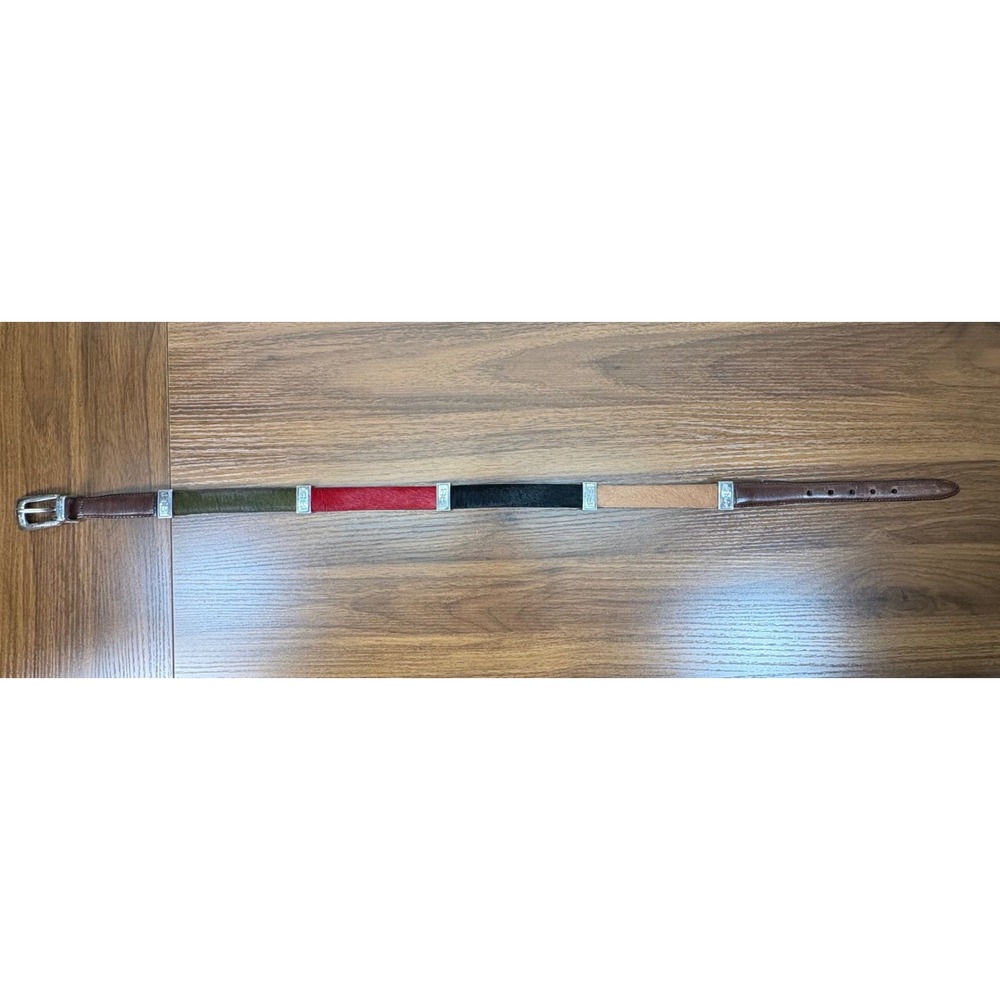 Brighton Womens Q4800 Calf Hair Patchwork Leather Western Belt Multicolor Size M